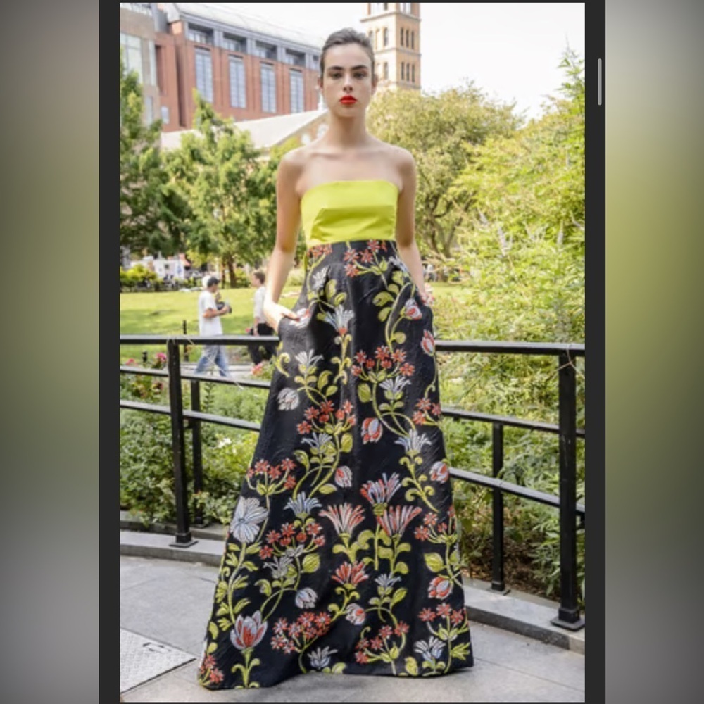 Lela Rose Formal Strapless Gown with Floral Embroidery 4
